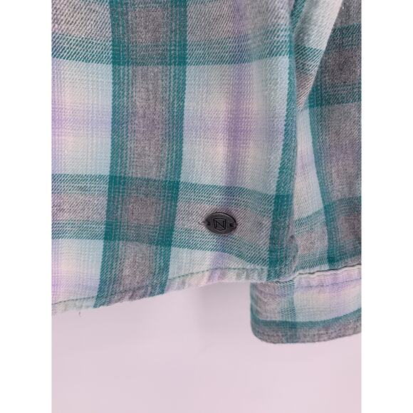 Noble Outfitters Flannel Shirt Green Plaid Long Sleeve Metal Button Up M - Picture 5 of 11